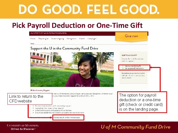 Pick Payroll Deduction or One-Time Gift Link to return to the CFD website The Pick Payroll Deduction or One-Time Gift Link to return to the CFD website The