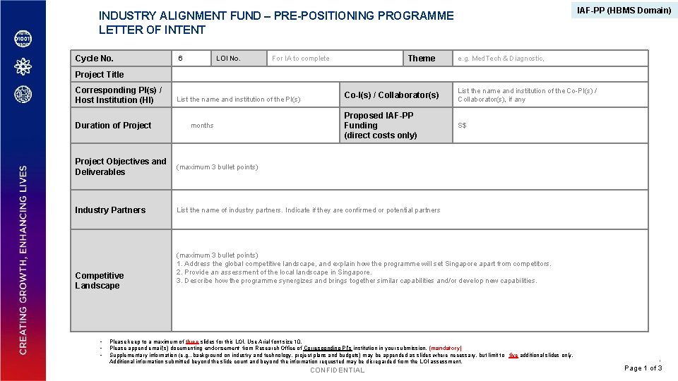 IAF-PP (HBMS Domain) INDUSTRY ALIGNMENT FUND – PRE-POSITIONING PROGRAMME LETTER OF INTENT Cycle No.