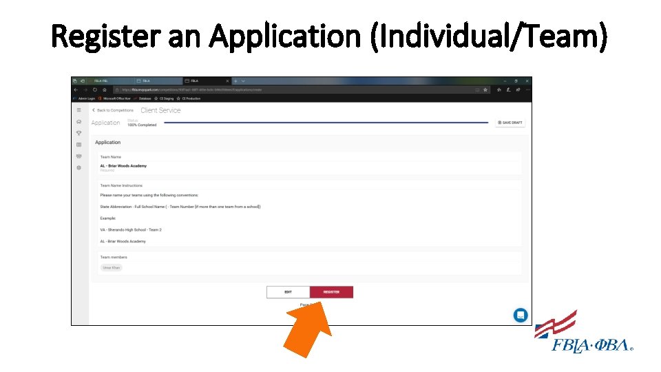 Register an Application (Individual/Team) 