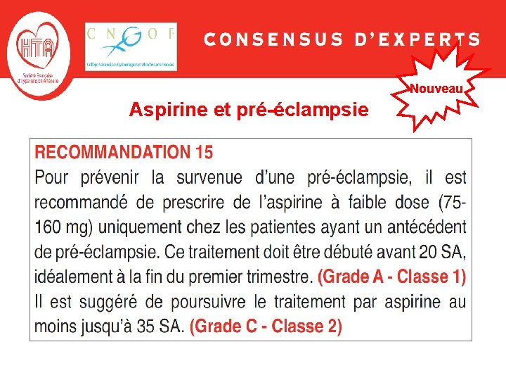 Nouveau Aspirine et pré-éclampsie Nouveau Aspirine et pré-éclampsie