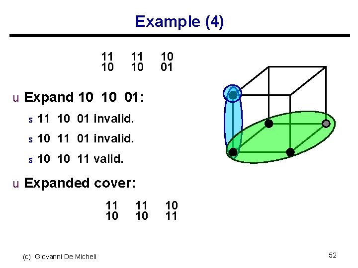 Example (4) 11 10 10 01 u Expand 10 10 01: s 11 10