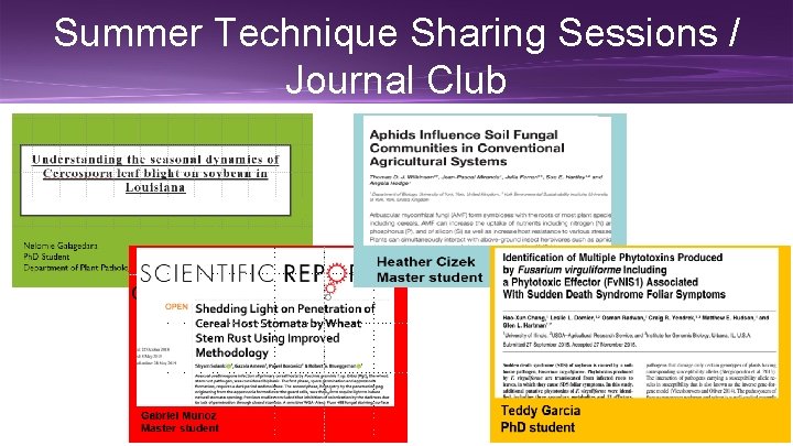 Summer Technique Sharing Sessions / Journal Club 