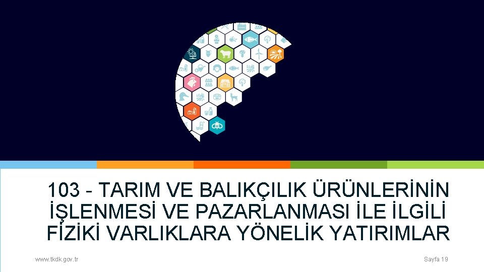 103 - TARIM VE BALIKÇILIK ÜRÜNLERİNİN İŞLENMESİ VE PAZARLANMASI İLE İLGİLİ FİZİKİ VARLIKLARA YÖNELİK