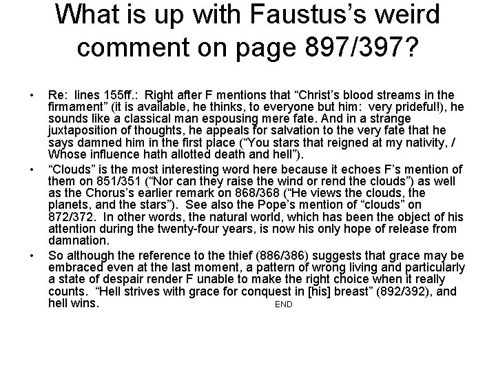 What is up with Faustus’s weird comment on page 897/397? • • • Re: