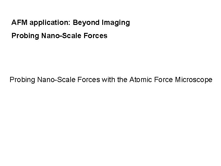 AFM application: Beyond Imaging Probing Nano-Scale Forces with the Atomic Force Microscope 