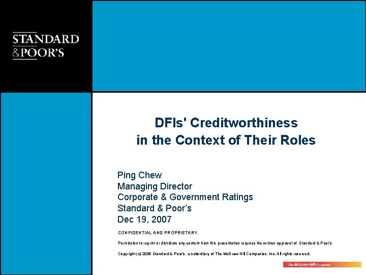 Dfis Example DFIs Creditworthiness in the Context of Their Roles
