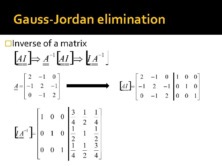 Gauss-Jordan elimination �Inverse of a matrix 