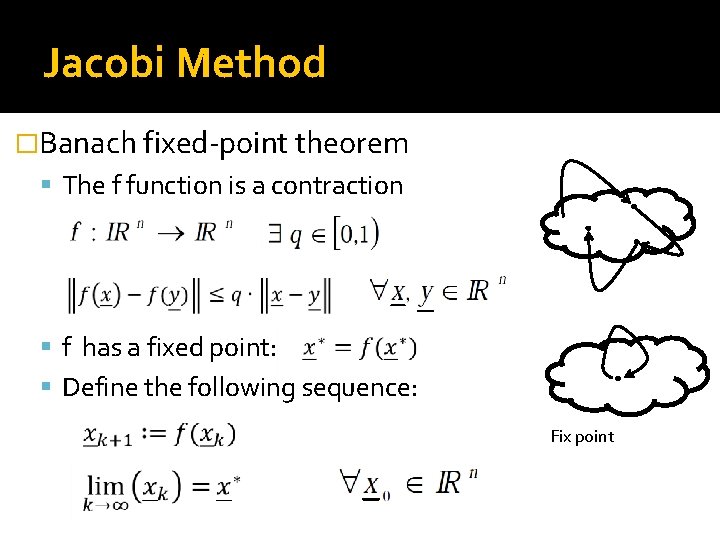 Jacobi Method �Banach fixed-point theorem The f function is a contraction f has a