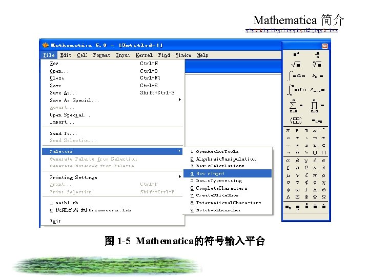 Mathematica 简介 图 1 -5 Mathematica的符号输入平台 