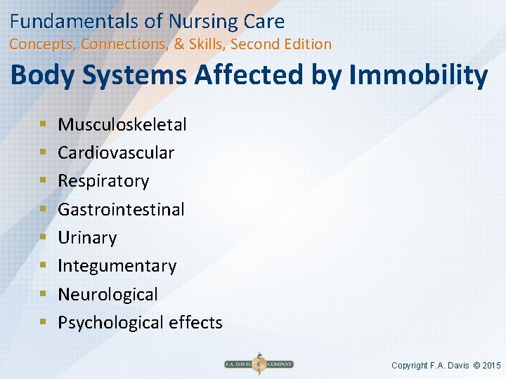 Fundamentals of Nursing Care Concepts, Connections, & Skills, Second Edition Body Systems Affected by