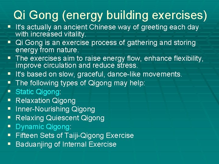 Qi Gong (energy building exercises) § It's actually an ancient Chinese way of greeting