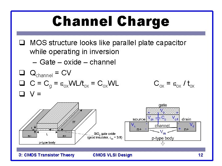 Channel Charge q MOS structure looks like parallel plate capacitor while operating in inversion