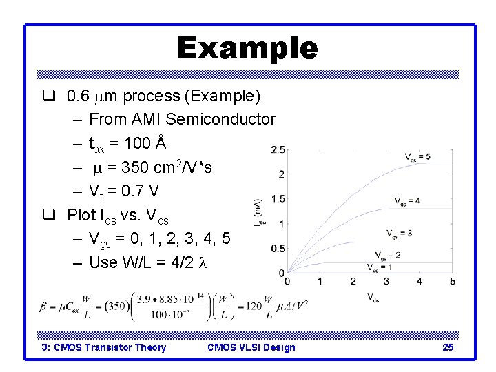 Example q 0. 6 mm process (Example) – From AMI Semiconductor – tox =