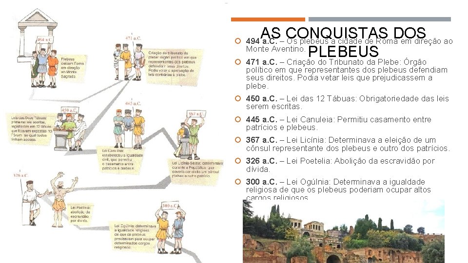 AS CONQUISTAS DOS Monte Aventino. PLEBEUS 471 a. C. – Criação do Tribunato da