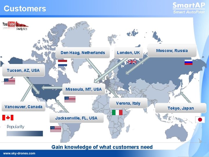 Customers Den Haag, Netherlands London, UK Moscow, Russia Tucson, AZ, USA Missoula, MT, USA