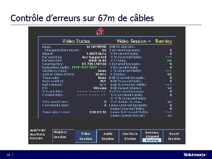 Contrôle d’erreurs sur 67 m de câbles 63 