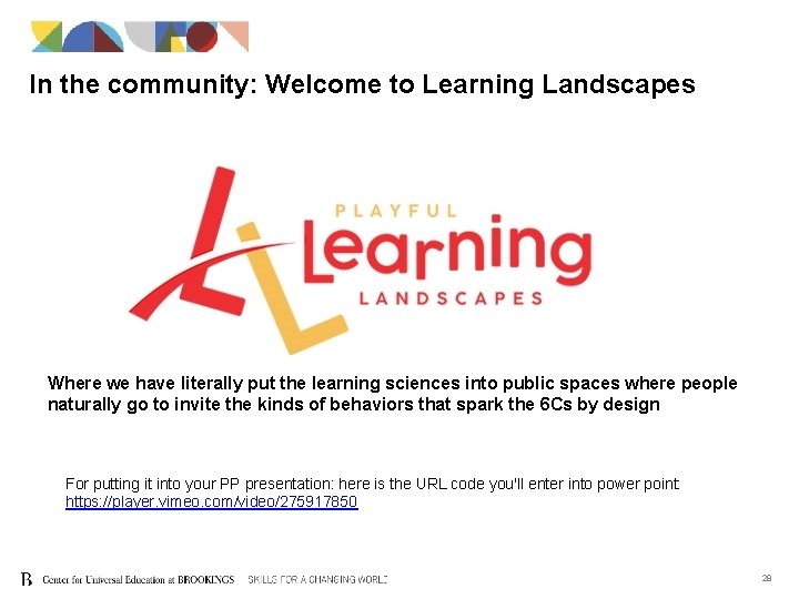 In the community: Welcome to Learning Landscapes Where we have literally put the learning