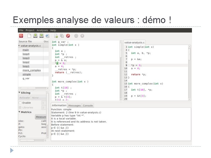 Exemples analyse de valeurs : démo ! 