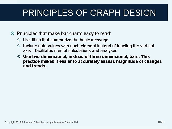 PRINCIPLES OF GRAPH DESIGN Principles that make bar charts easy to read: Use titles