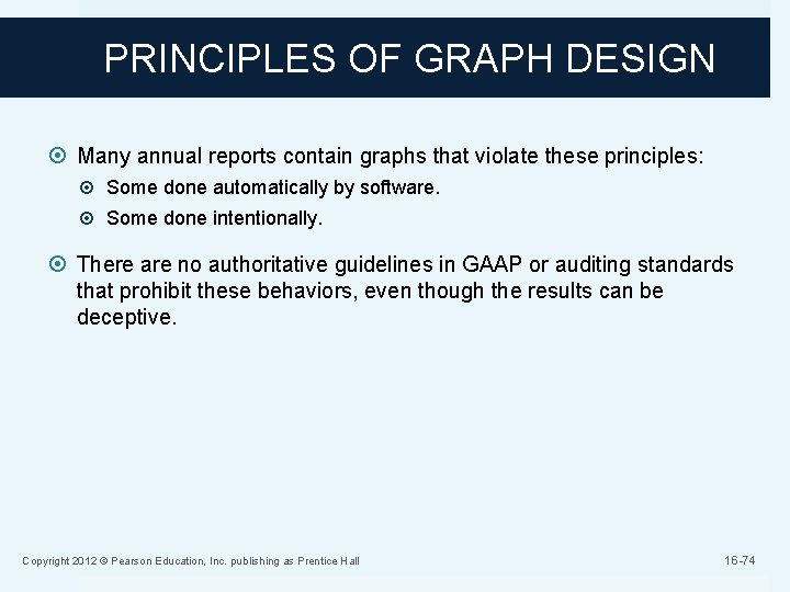PRINCIPLES OF GRAPH DESIGN Many annual reports contain graphs that violate these principles: Some