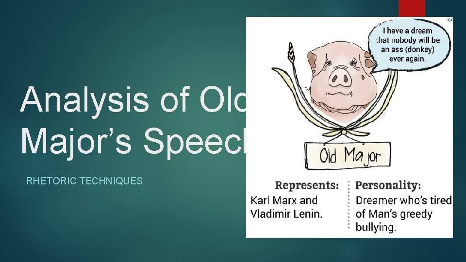 Analysis of Old Major’s Speech RHETORIC TECHNIQUES 