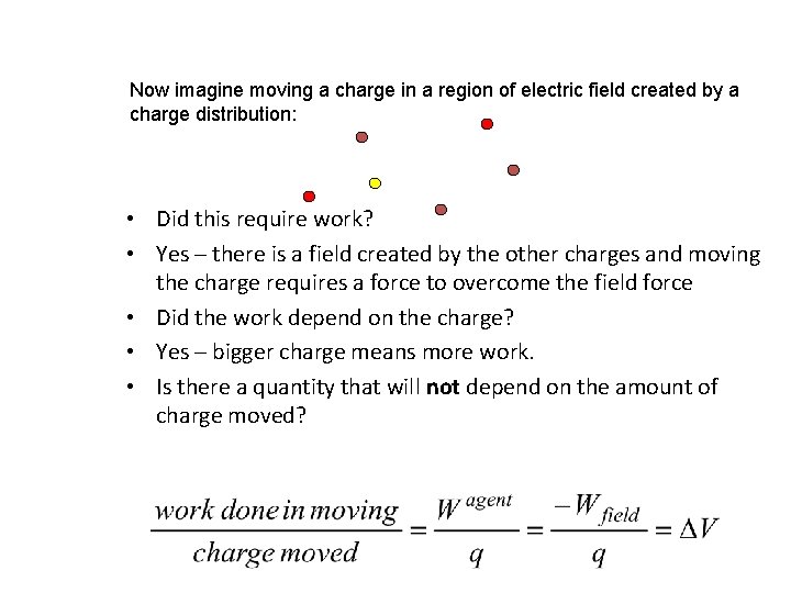 Now imagine moving a charge in a region of electric field created by a