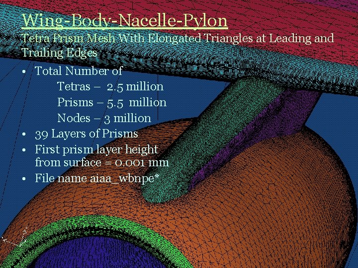 Wing-Body-Nacelle-Pylon Tetra Prism Mesh With Elongated Triangles at Leading and Trailing Edges • Total