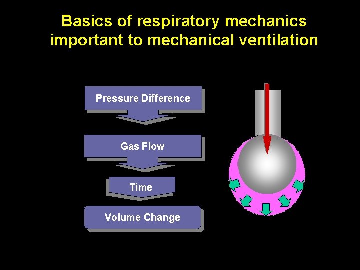 Basics of respiratory mechanics important to mechanical ventilation Pressure Difference Gas Flow Time Volume