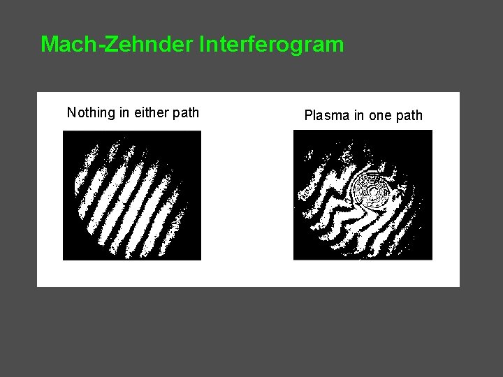 Mach-Zehnder Interferogram Nothing in either path Plasma in one path 