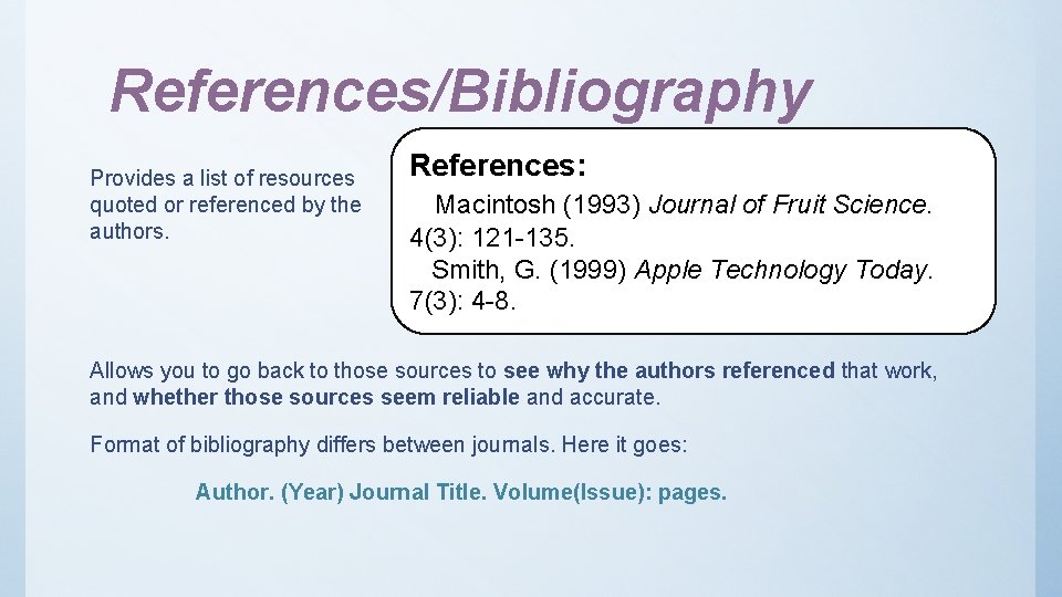 References/Bibliography Provides a list of resources quoted or referenced by the authors. References: Macintosh References/Bibliography Provides a list of resources quoted or referenced by the authors. References: Macintosh