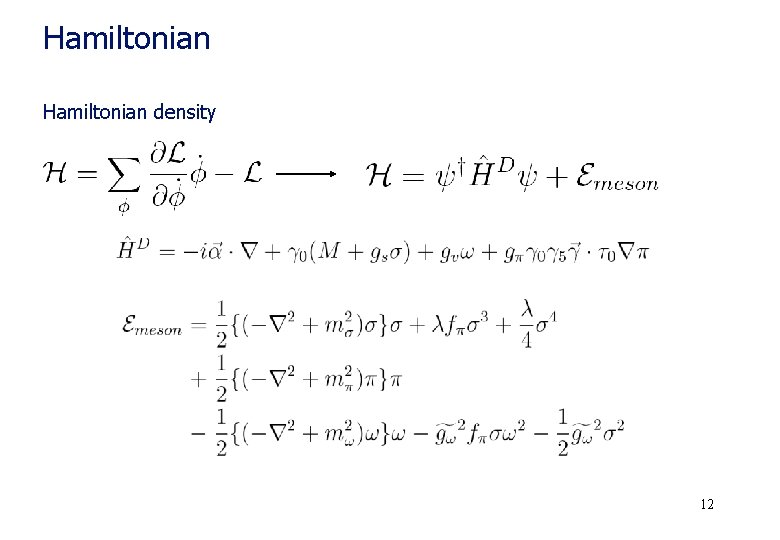 Hamiltonian density 12 