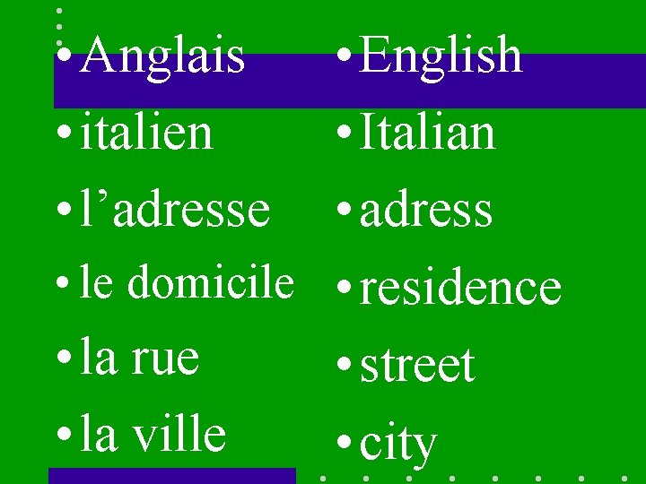  • Anglais • italien • l’adresse • English • Italian • adress •