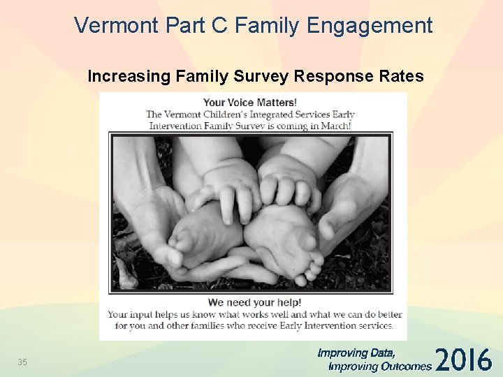 Vermont Part C Family Engagement Increasing Family Survey Response Rates 35 