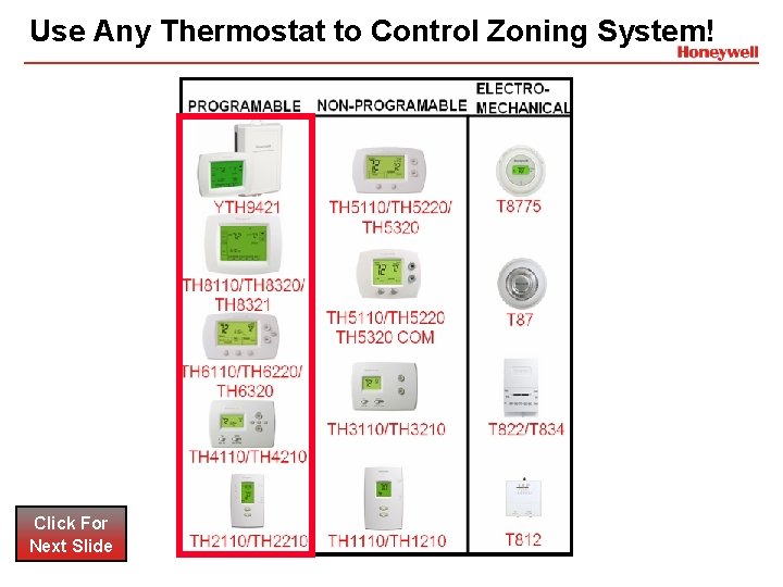 Use Any Thermostat to Control Zoning System! Click For Next Slide Use Any Thermostat to Control Zoning System! Click For Next Slide