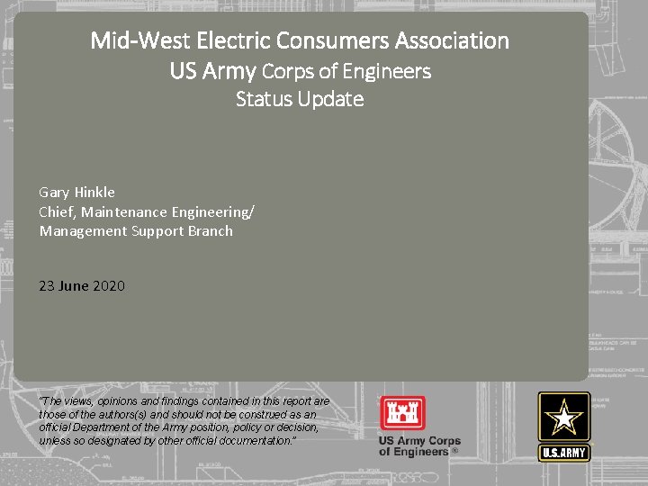 Mid-West Electric Consumers Association US Army Corps of Engineers Status Update 255 255 237