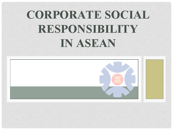 CORPORATE SOCIAL RESPONSIBILITY IN ASEAN 