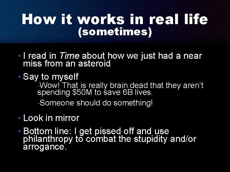 How it works in real life (sometimes) • I read in Time about how
