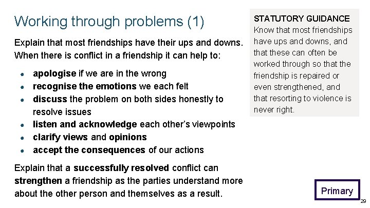 Working through problems (1) Explain that most friendships have their ups and downs. When