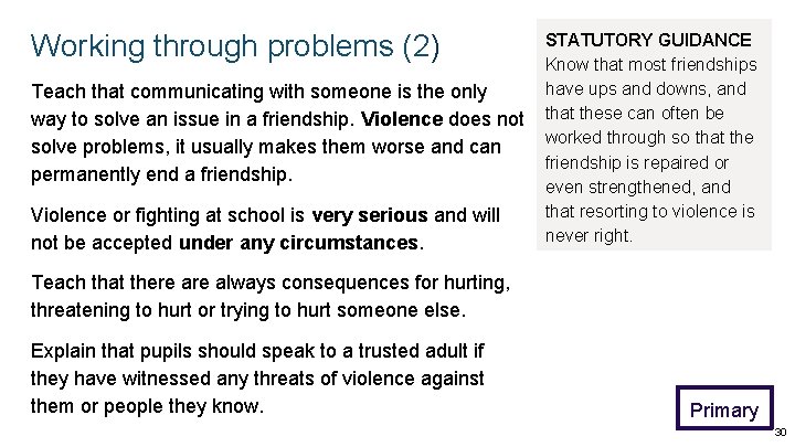 Working through problems (2) Teach that communicating with someone is the only way to
