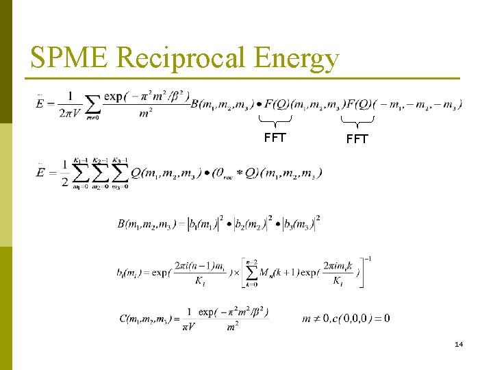 SPME Reciprocal Energy FFT 14 