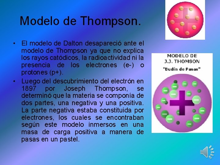 Modelo de Thompson. • El modelo de Dalton desapareció ante el modelo de Thompson