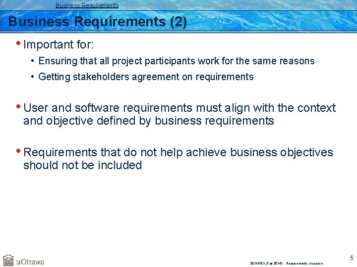 Problem Analysis Business Requirements Agreement Root Causes Stakeholders Vision & Scope Constraints Document Business