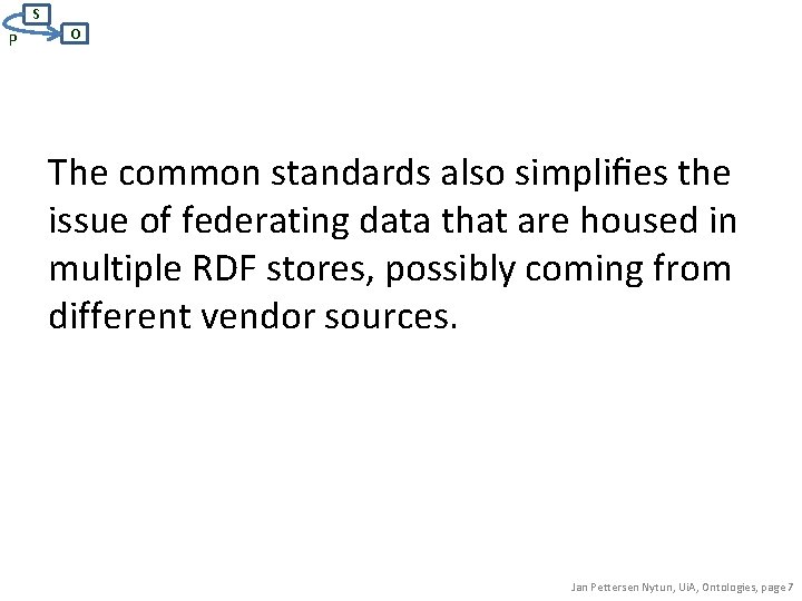 S P O The common standards also simpliﬁes the issue of federating data that
