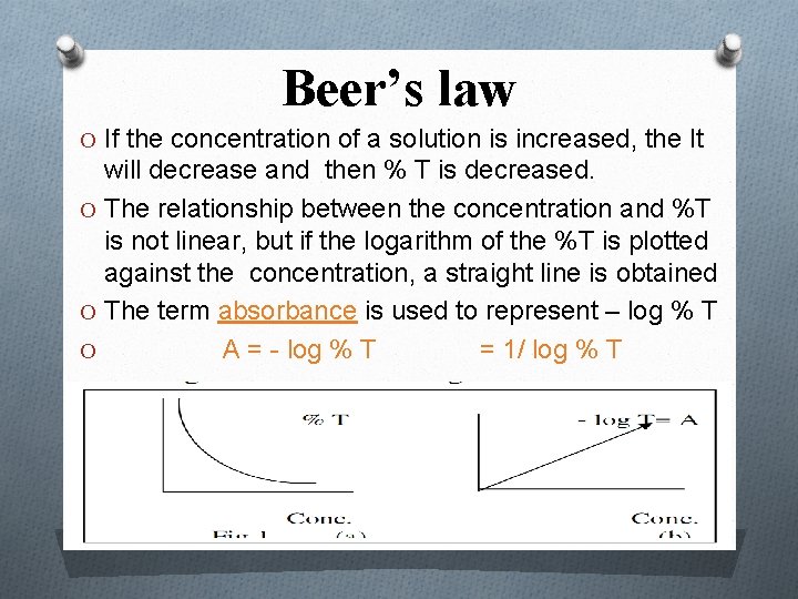 Beer’s law O If the concentration of a solution is increased, the It will