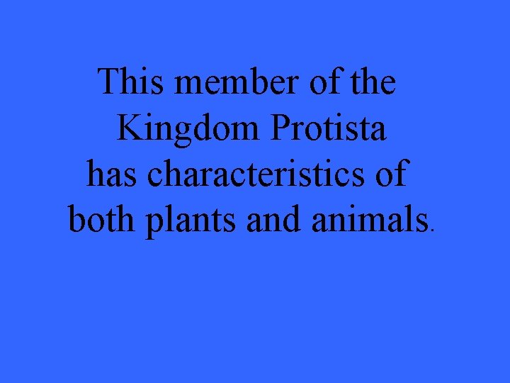 This member of the Kingdom Protista has characteristics of both plants and animals. 