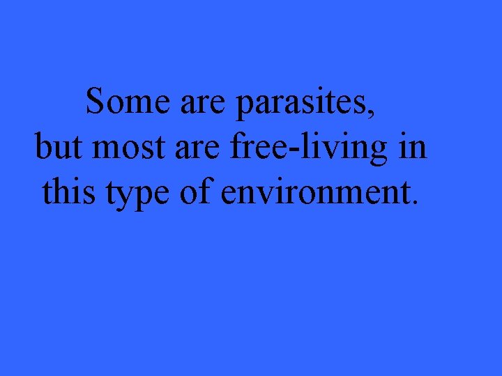 Some are parasites, but most are free-living in this type of environment. 