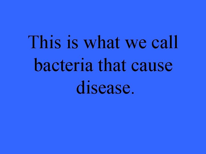 This is what we call bacteria that cause disease. 