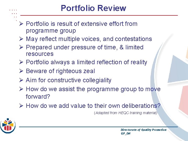 Portfolio Review Ø Portfolio is result of extensive effort from programme group Ø May