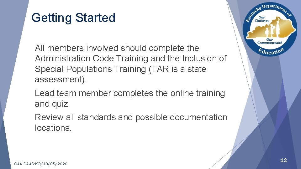 Getting Started All members involved should complete the Administration Code Training and the Inclusion