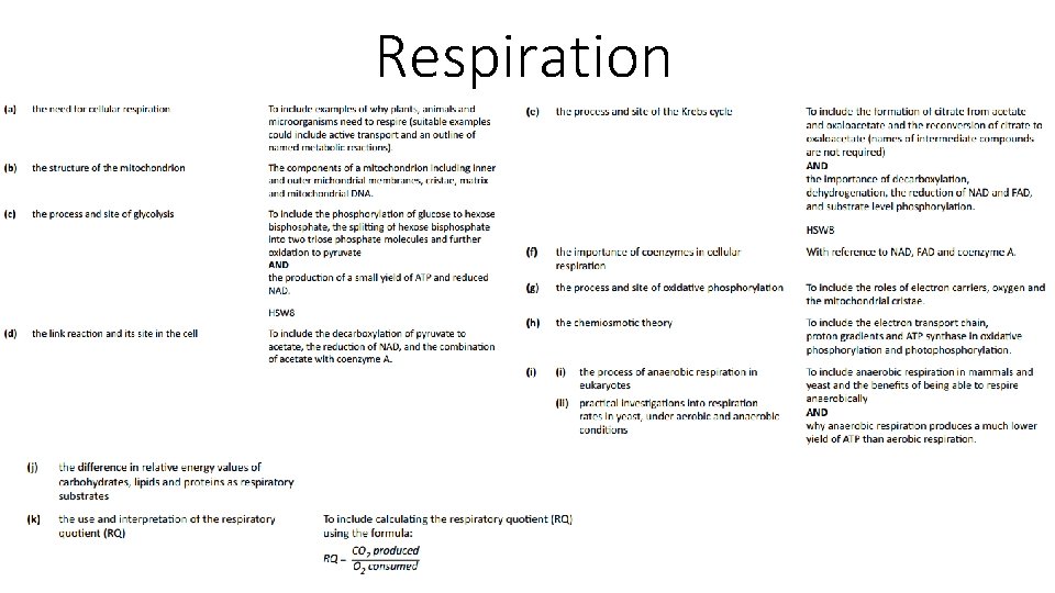 Respiration Respiration